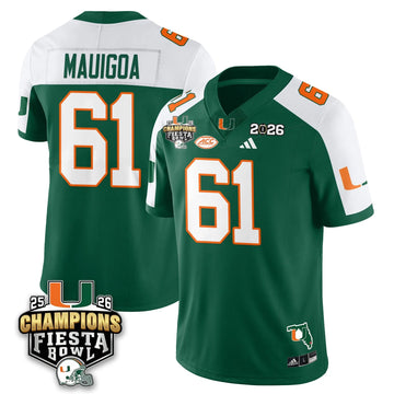 Personalized MIA Football Vapor Limited Jersey V3 - Fiesta Bowl Champions - Green Alternate / Francis Mauigoa - 61 Stitched
