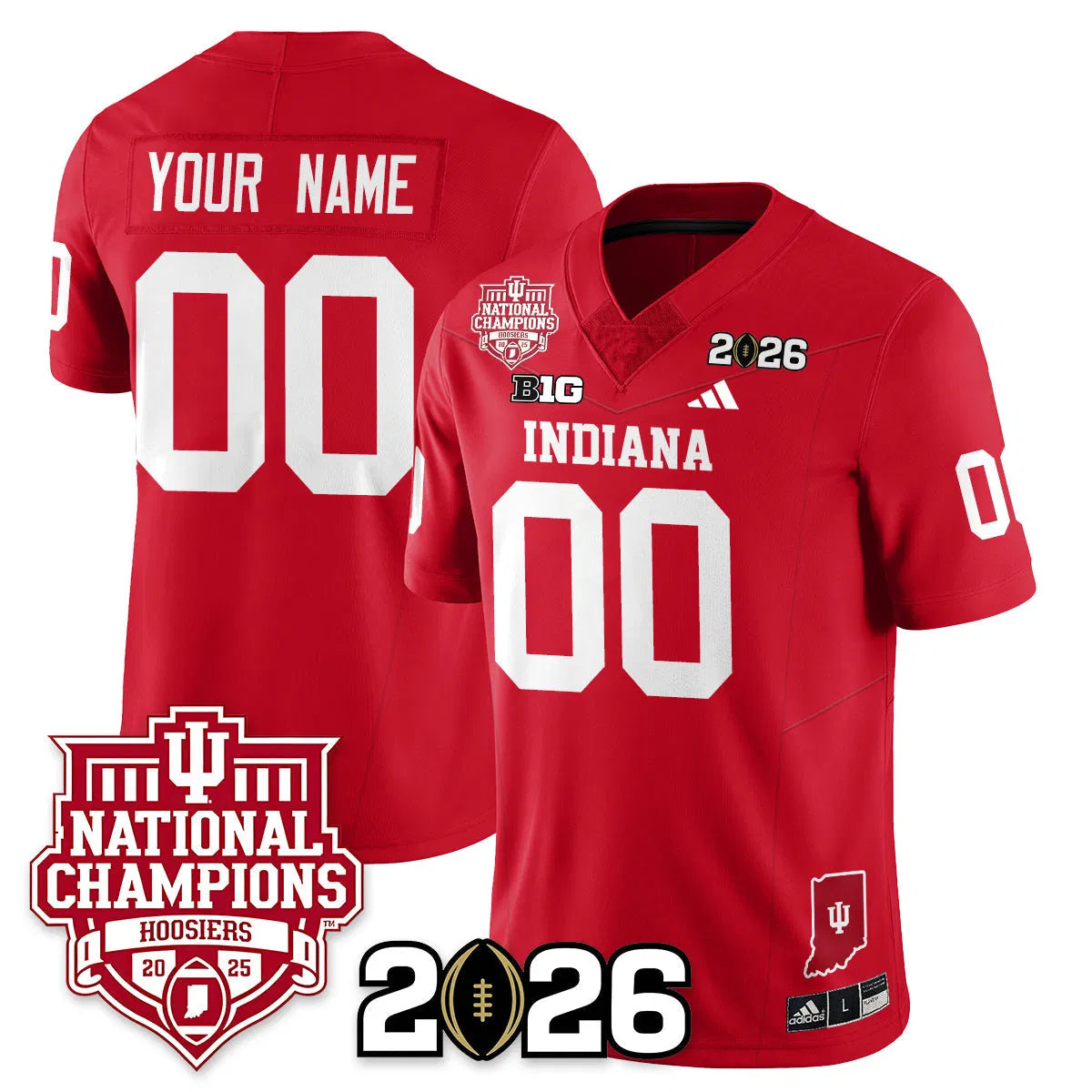 Personalized Indiana Hoosiers Vapor Limited Football Custom Jersey - 2026 National Champions - Red Stitched