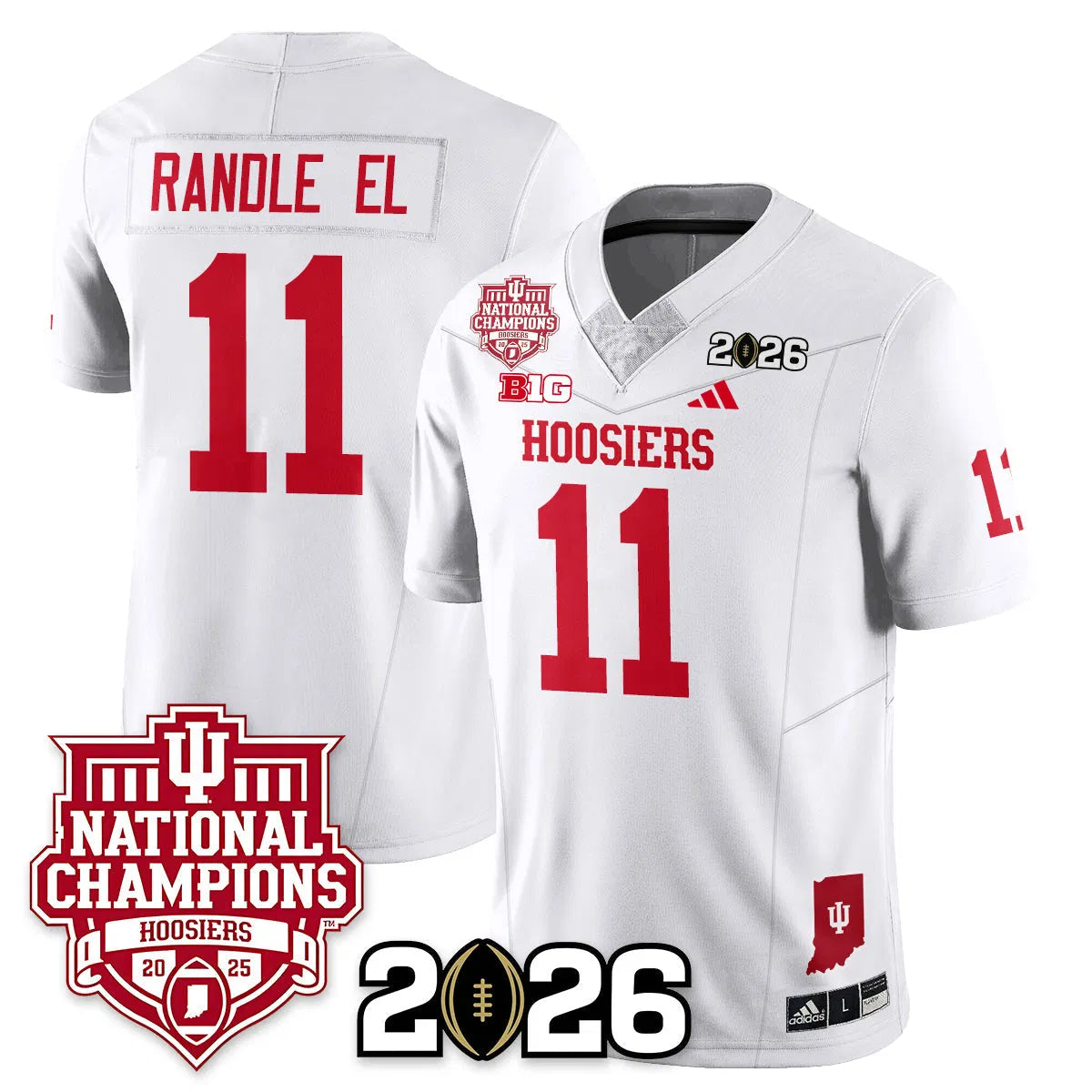 Personalized Indiana Hoosiers Vapor Limited Football Jersey - 2026 National Champions - White / Randle El - 11 Stitched