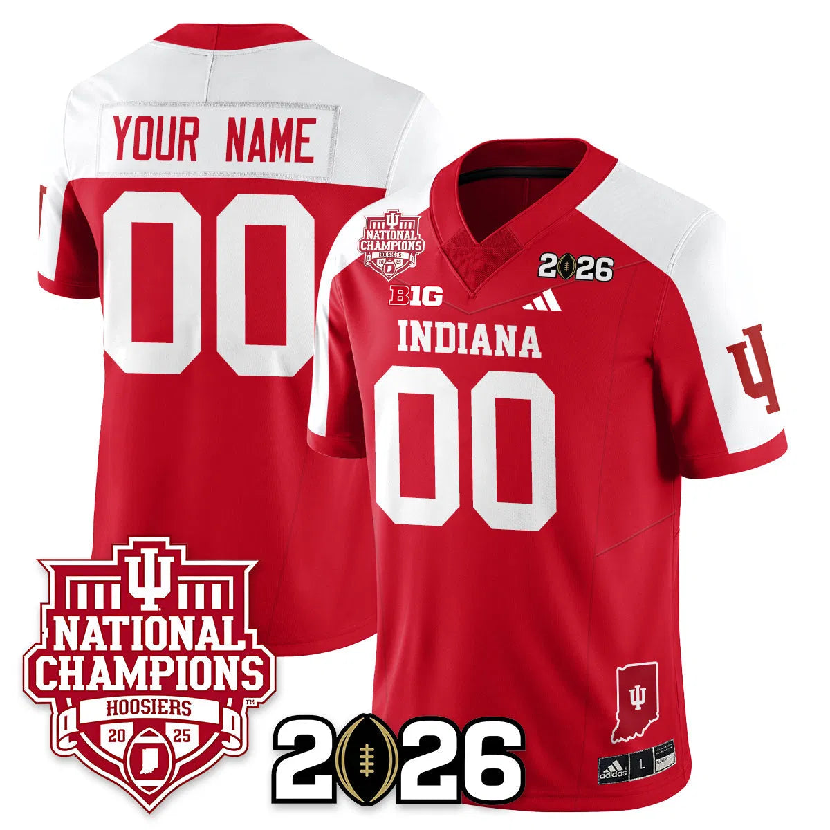 Personalized Indiana Hoosiers Vapor Limited Football Custom Jersey - 2026 National Champions - Red Alternate Stitched