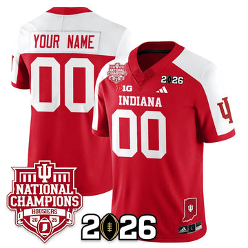 Personalized Indiana Hoosiers Vapor Limited Football Custom Jersey - 2026 National Champions - Red Alternate Stitched