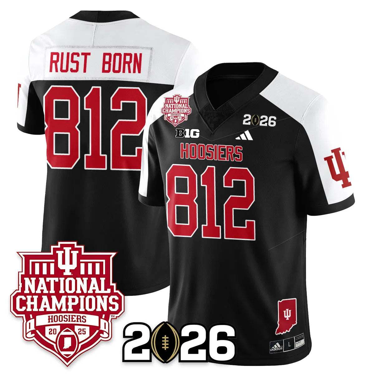 Personalized Indiana Hoosiers Vapor Limited Football Jersey - 2026 National Champions - Black Alternate / Rust Born - 812 Stitched