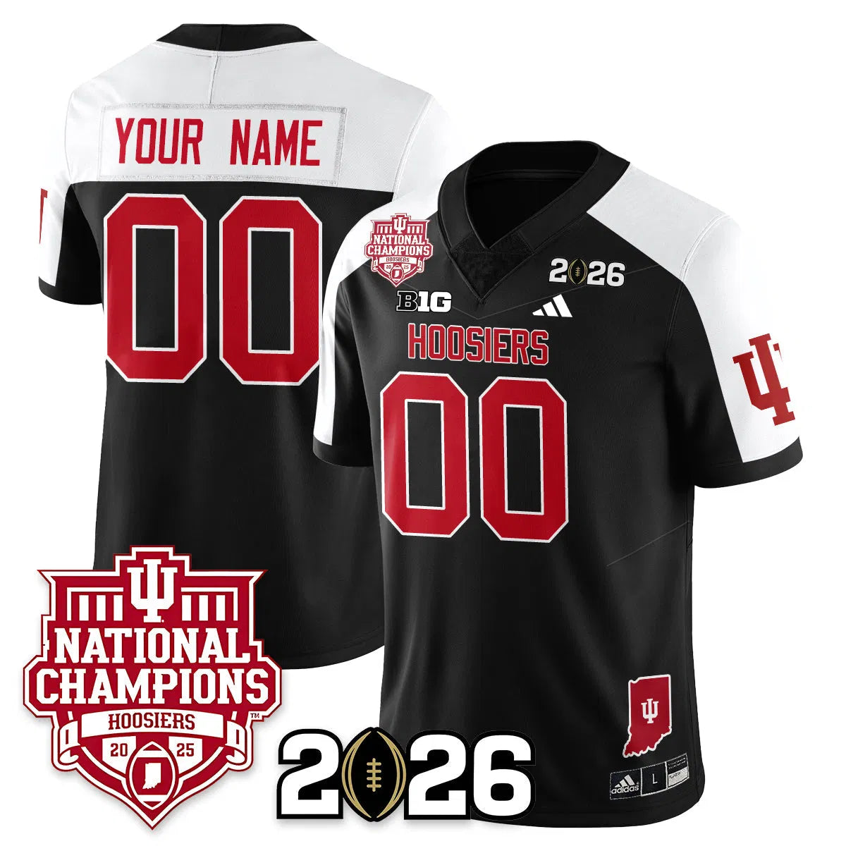 Personalized Indiana Hoosiers Vapor Limited Football Custom Jersey - 2026 National Champions - Black Alternate Stitched
