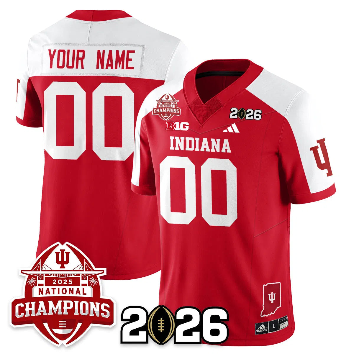 Personalized Custom Indiana Hoosiers Vapor Limited Football Jersey V2 - 2026 National Champions - Red Alternate Stitched