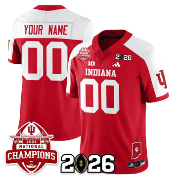 Personalized Custom Indiana Hoosiers Vapor Limited Football Jersey V2 - 2026 National Champions - Red Alternate Stitched