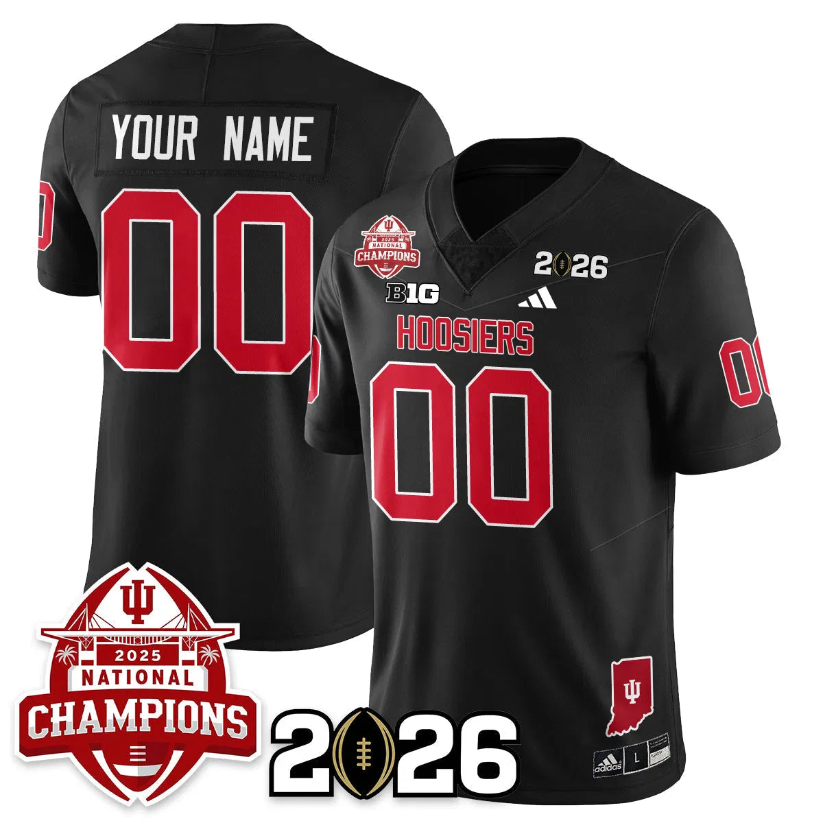 Personalized Custom Indiana Hoosiers Vapor Limited Football Jersey V2 - 2026 National Champions - Black Stitched