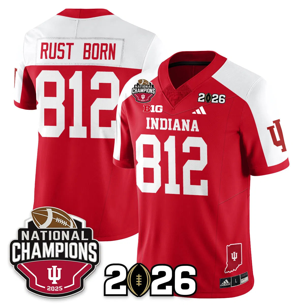 Personalized Indiana Hoosiers Vapor Limited Football Jersey V3 - 2026 National Champions - Red Alternate / Rust Born - 812 Stitched
