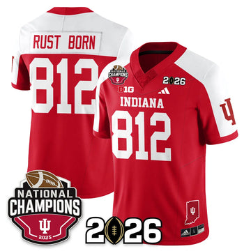 Personalized Indiana Hoosiers Vapor Limited Football Jersey V3 - 2026 National Champions - Red Alternate / Rust Born - 812 Stitched