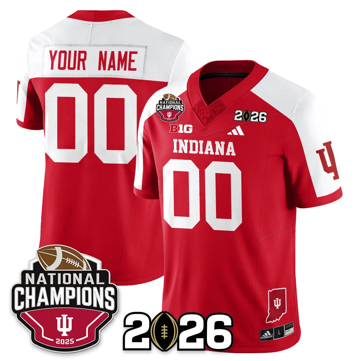 Personalized Custom Indiana Hoosiers Vapor Limited Football Jersey V3 - 2026 National Champions - Red Alternate Stitched