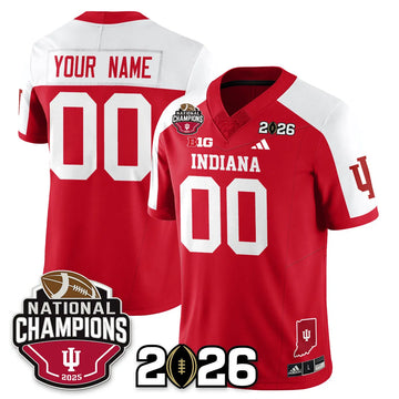 Personalized Custom Indiana Hoosiers Vapor Limited Football Jersey V3 - 2026 National Champions - Red Alternate Stitched