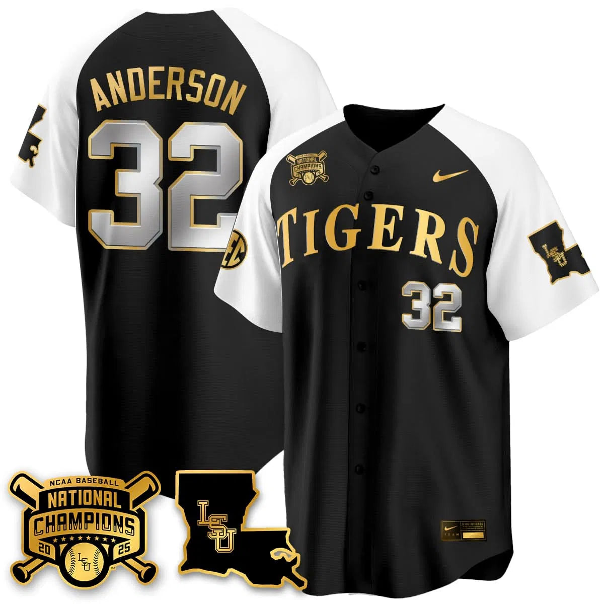 Personalized LSU 2026 College World Series Champions Limited Jersey - Stitched - Alternate / Kade Anderson Stitched
