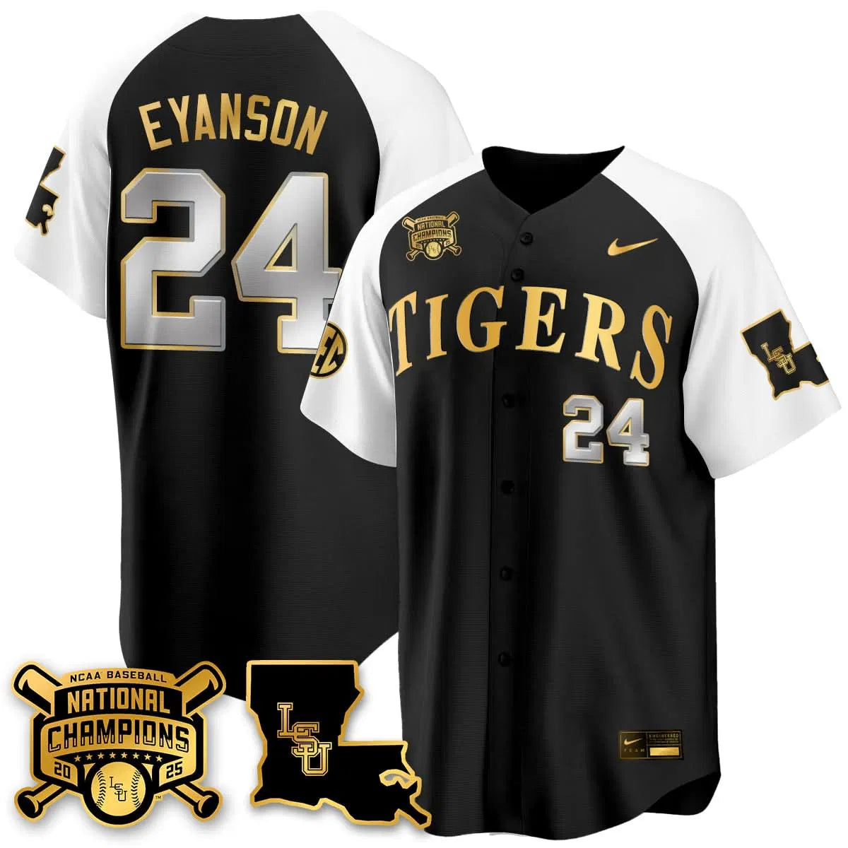 Personalized LSU 2026 College World Series Champions Limited Jersey - Stitched - Alternate / Anthony Eyanson Stitched