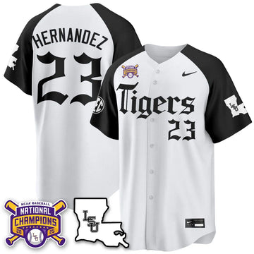 Personalized LSU 2026 World Series Champions 'Gothic Geaux Edition' Jersey - Stitched - Alternate / Luis Hernandez Stitched