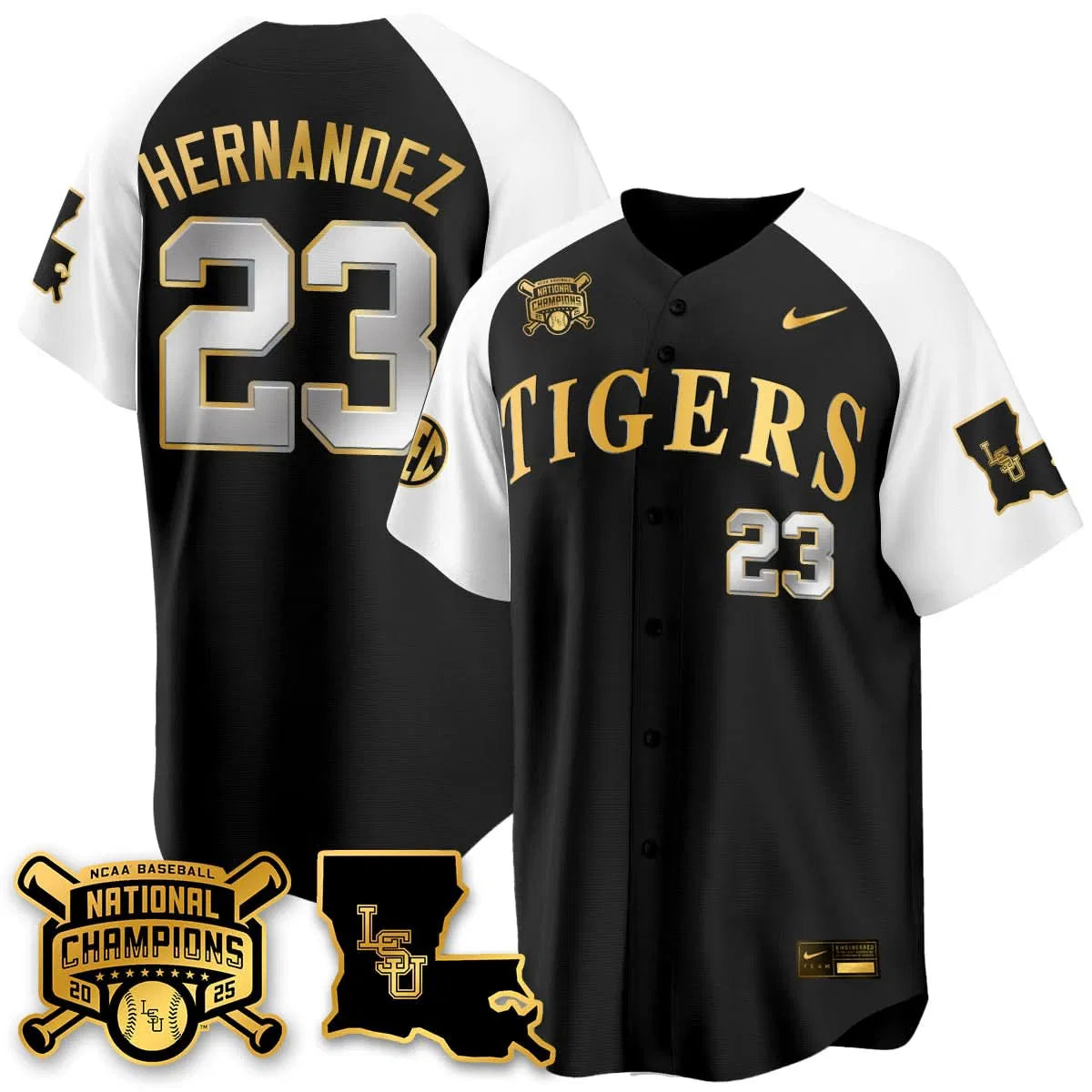 Personalized LSU 2026 College World Series Champions Limited Jersey - Stitched - Alternate / Luis Hernandez Stitched