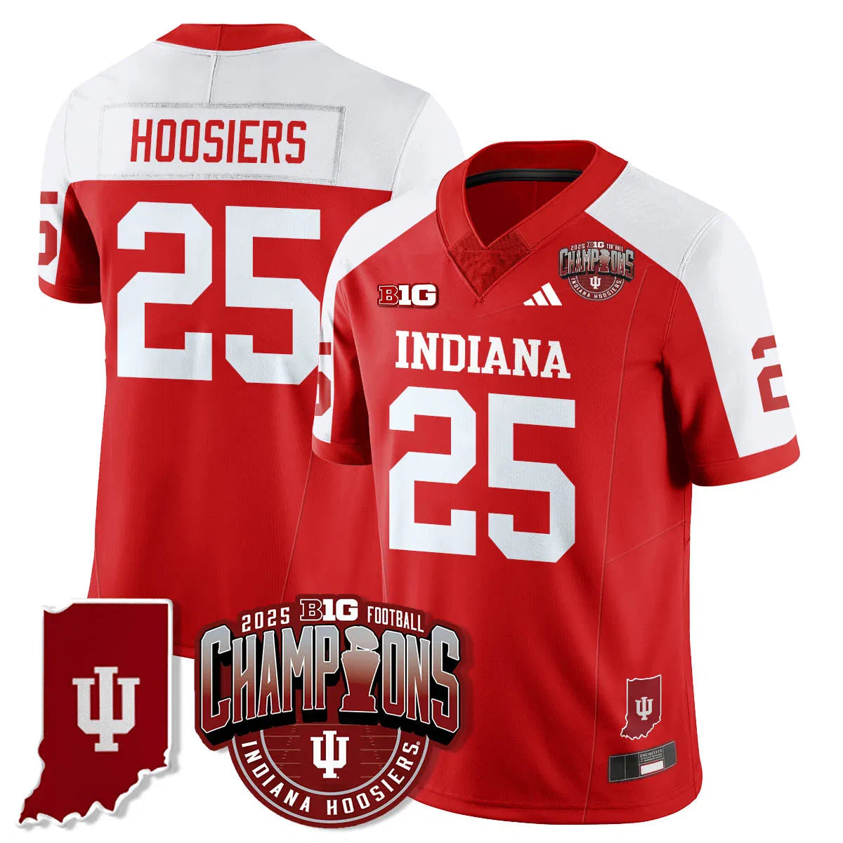 Personalized IND Vapor Limited Football Jersey - Big 10 Champions - Alternate / Hoosiers - 25 Stitched