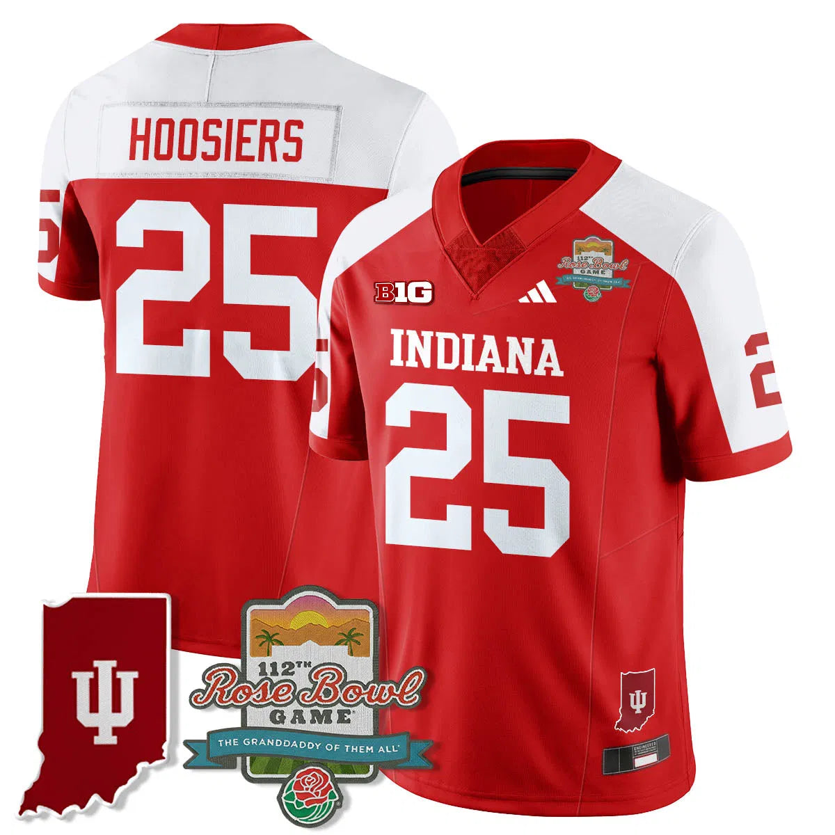 Personalized IND Vapor Limited Football Jersey - Rose Bowl 112th - Alternate / Hoosiers - 25 Stitched