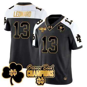 Personalized NDFI 2026 Orange Bowl Champions Jersey - Gold Alternate / Riley Leonard Stitched