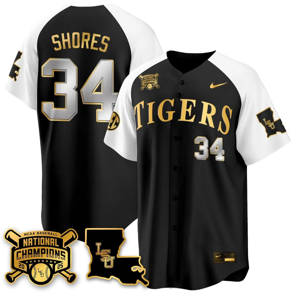 Personalized LSU 2026 College World Series Champions Limited Jersey - Stitched - Alternate / Chase Shores Stitched