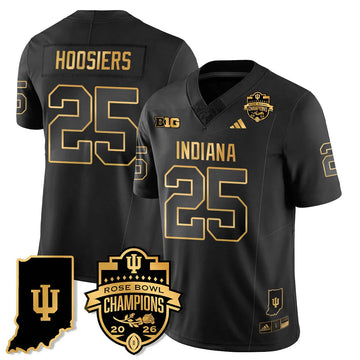 Personalized IND Vapor Limited Football Gold Jersey - Rose Bowl Champions - Black Gold / Hoosiers - 25 Stitched