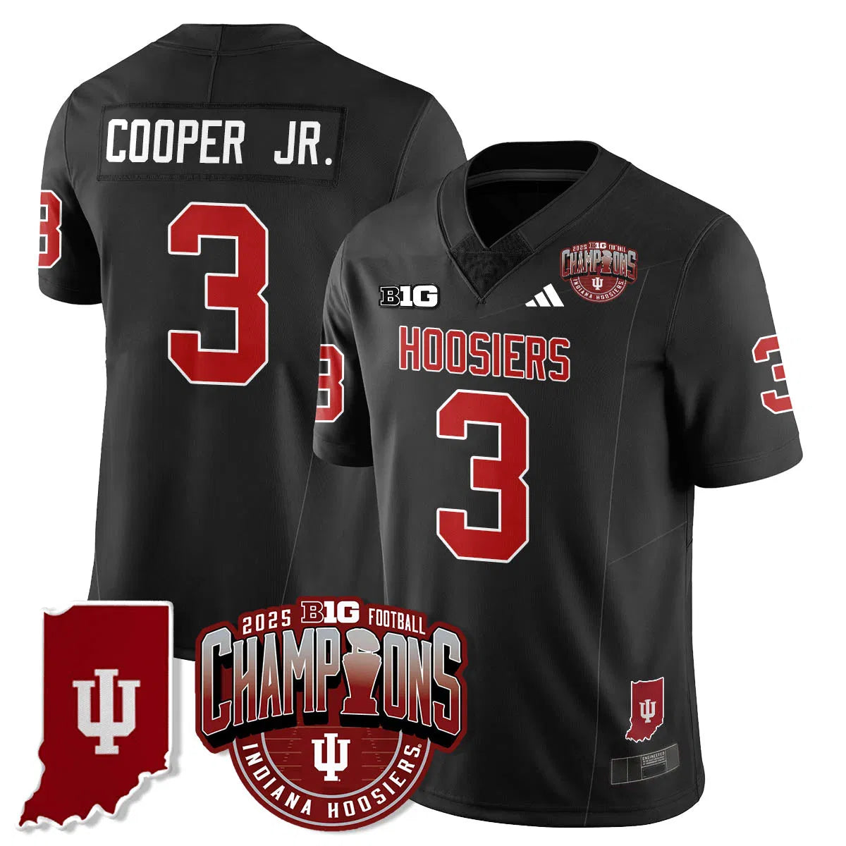 Personalized IND Vapor Limited Football Jersey - Big 10 Champions - Black / Omar Cooper Jr.- 3 Stitched