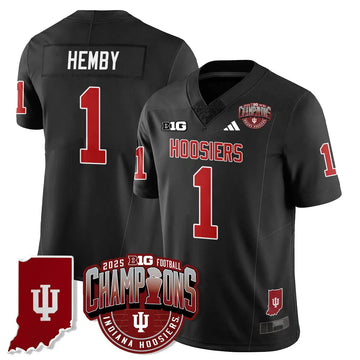 Personalized IND Vapor Limited Football Jersey - Big 10 Champions - Black / Roman Hemby - 1 Stitched