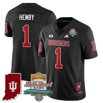 Personalized IND Vapor Limited Football Jersey - Rose Bowl 112th - Black / Roman Hemby - 1 Stitched