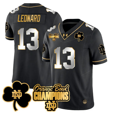 Personalized NDFI 2026 Orange Bowl Champions Jersey - Black Limited / Riley Leonard Stitched