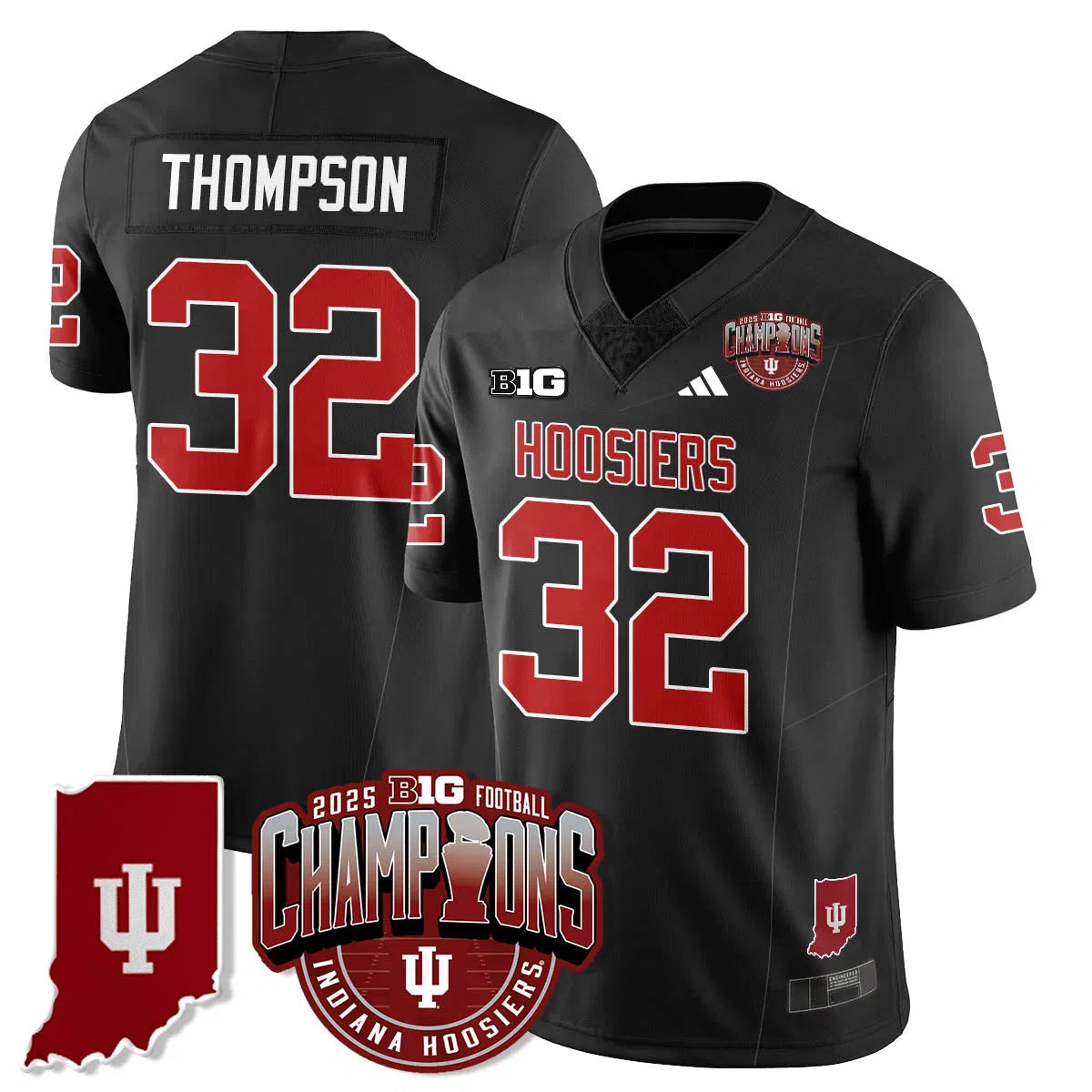 Personalized IND Vapor Limited Football Jersey - Big 10 Champions - Black / Anthony Thompson - 32 Stitched
