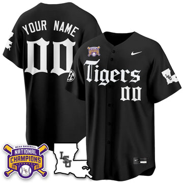 Personalized LSU 2026 World Series Champions 'Gothic Geaux Edition' Custom Jersey - Stitched - Black Stitched