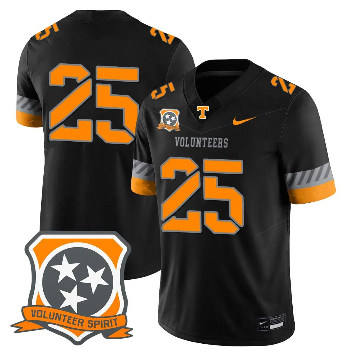 Personalized TV Football 2026 Spirit Limited Jersey - Black / Tennessee Stitched