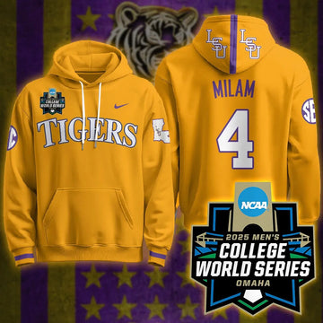 Personalized LSU 2026 World Series Limited Hoodie - Stitched - Gold / Steven Milam Stitched