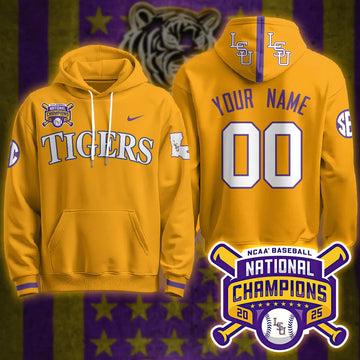 Personalized LSU 2026 World Series Champions Limited Custom Hoodie - Stitched - Gold Stitched