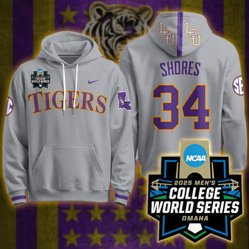 Personalized LSU 2026 World Series Limited Hoodie - Stitched - Gray / Chase Shores Stitched