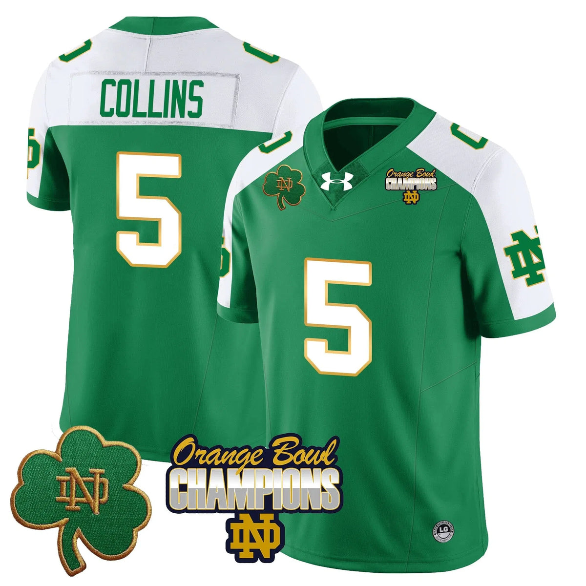 Personalized NDFI 2026 Orange Bowl Champions Jersey - Green Alternate / Beaux Collins Stitched