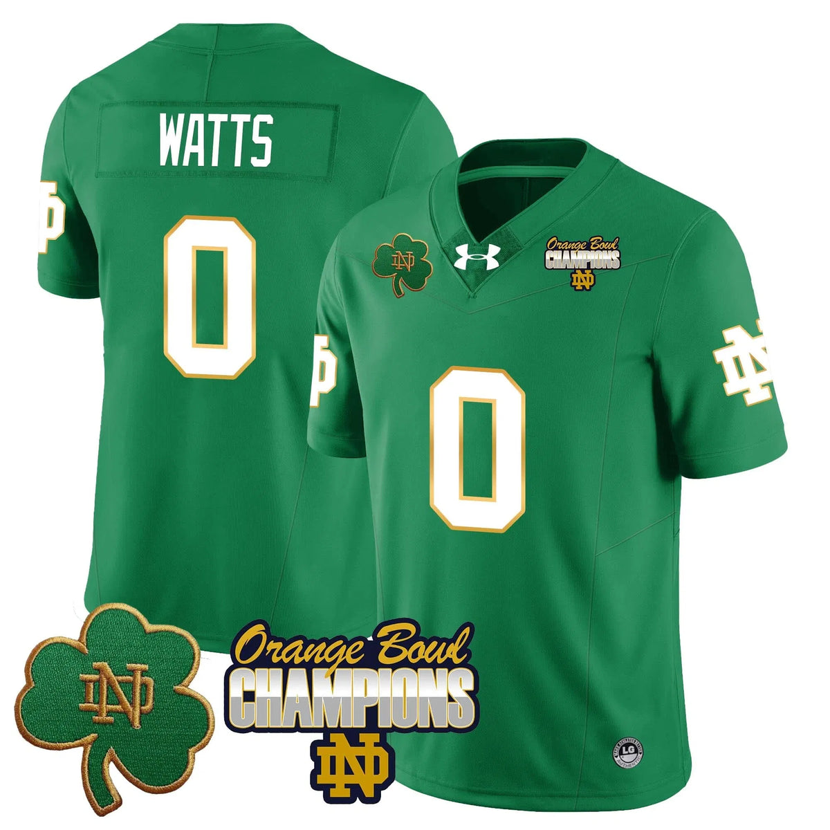 Personalized NDFI 2026 Orange Bowl Champions Jersey - Green / Xavier Watts Stitched