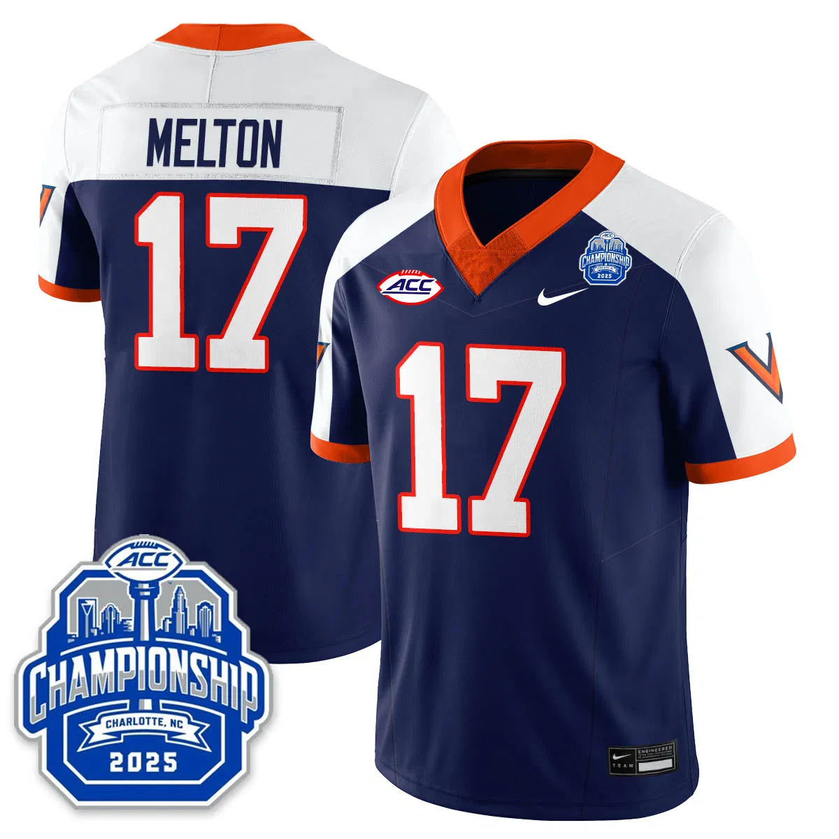 Personalized Virginia Football ACC Championship Vapor Limited Jersey - Navy Alternate / Mitchell Melton - 17 Stitched