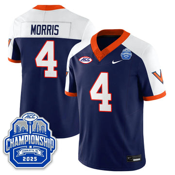 Personalized Virginia Football ACC Championship Vapor Limited Jersey - Navy Alternate / Chandler Morris - 4 Stitched