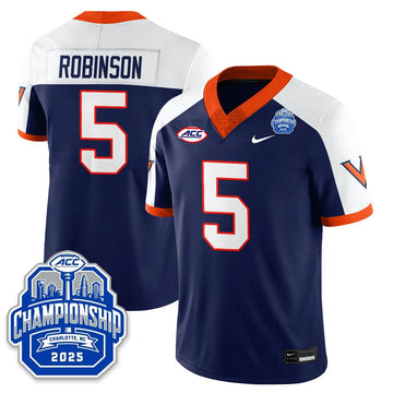Personalized Virginia Football ACC Championship Vapor Limited Jersey - Navy Alternate / Kam Robinson - 5 Stitched