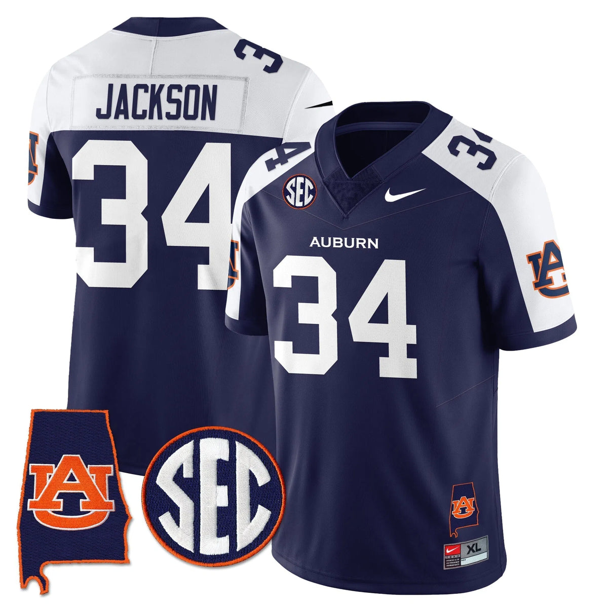 Personalized AT 2026 Alabama Patch Vapor Limited Jersey - Navy Alternate / Bo Jackson Stitched