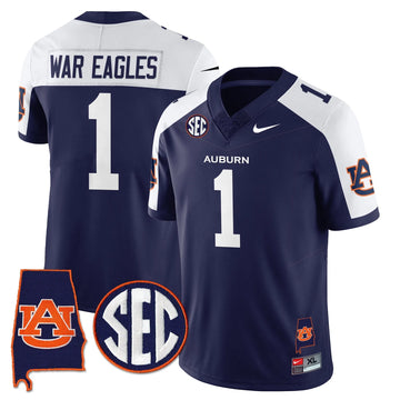 Personalized AT 2026 Alabama Patch Vapor Limited Jersey - Navy Alternate / #1 War Eagles Stitched