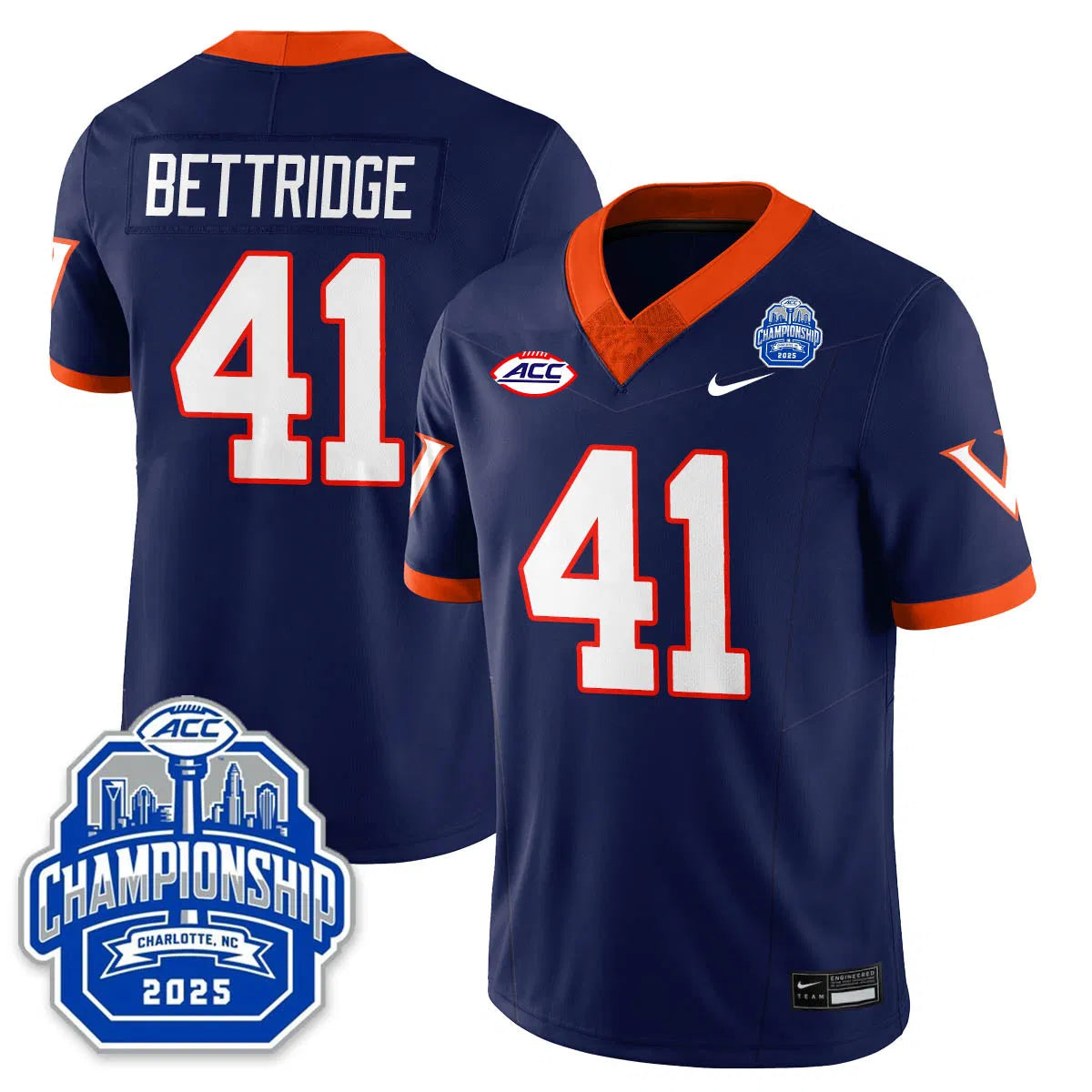 Personalized Virginia Football ACC Championship Vapor Limited Jersey - Navy / Will Bettridge - 41 Stitched