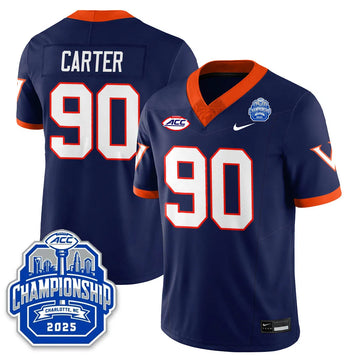 Personalized Virginia Football ACC Championship Vapor Limited Jersey - Navy / Jahmeer Carter - 90 Stitched