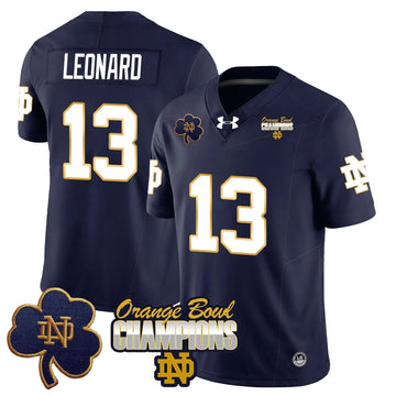 Personalized NDFI 2026 Orange Bowl Champions Jersey - Navy / Riley Leonard Stitched