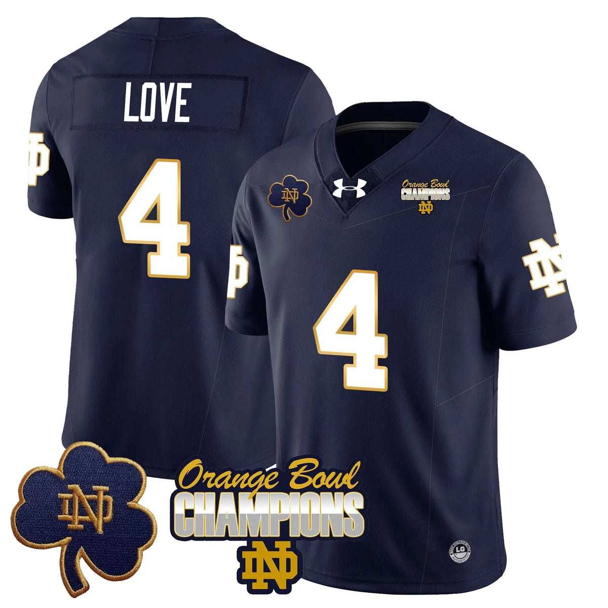 Personalized NDFI 2026 Orange Bowl Champions Jersey - Navy / Jeremiyah Love Stitched