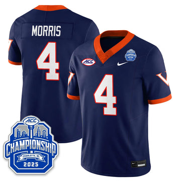 Personalized Virginia Football ACC Championship Vapor Limited Jersey - Navy / Chandler Morris - 4 Stitched
