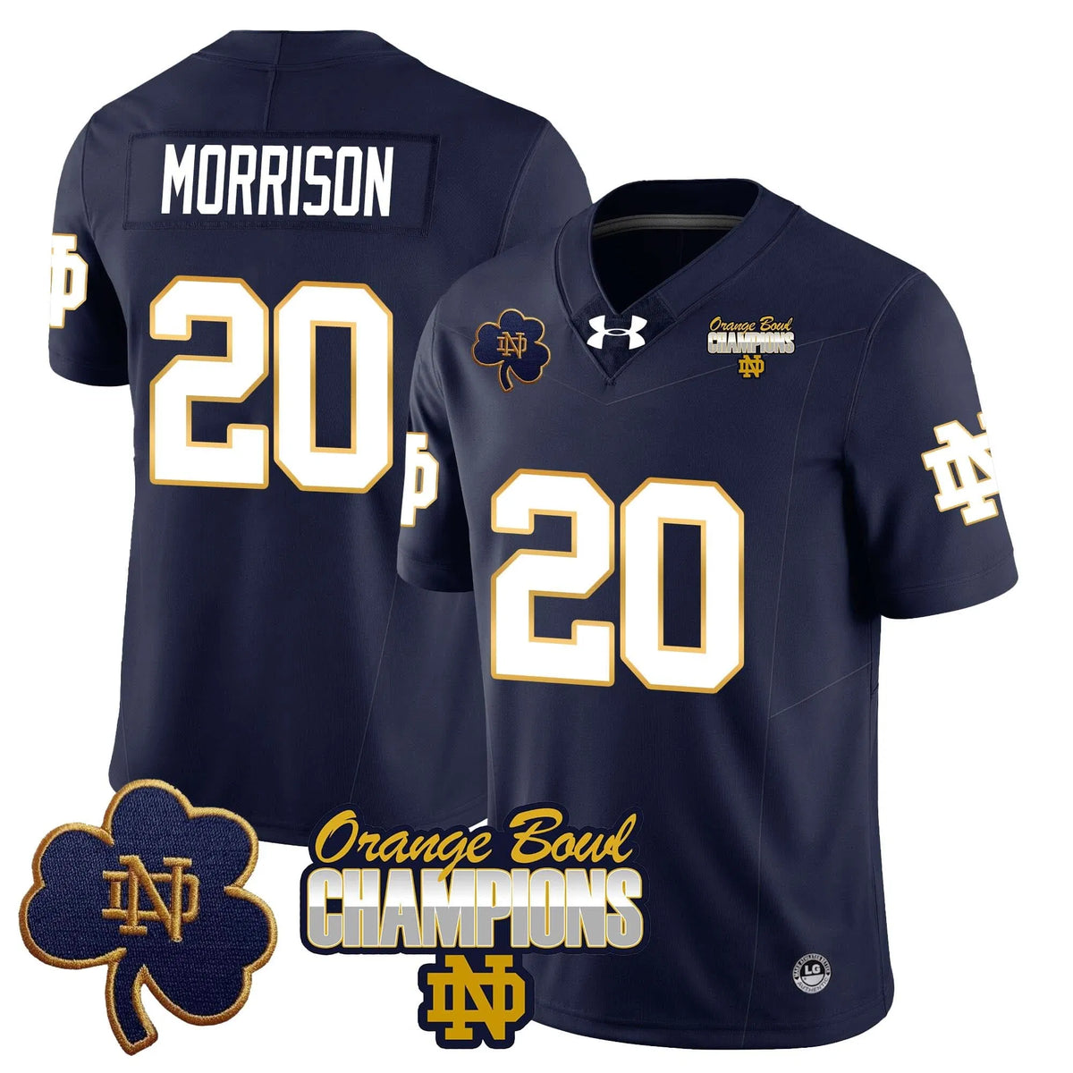 Personalized NDFI 2026 Orange Bowl Champions Jersey - Navy / Benjamin Morrison Stitched