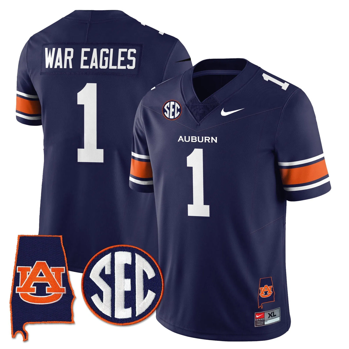Personalized AT 2026 Alabama Patch Vapor Limited Jersey - Navy / #1 War Eagles Stitched
