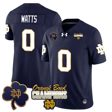 Personalized NDFI 2026 Orange Bowl Champions Jersey - Navy / Xavier Watts Stitched