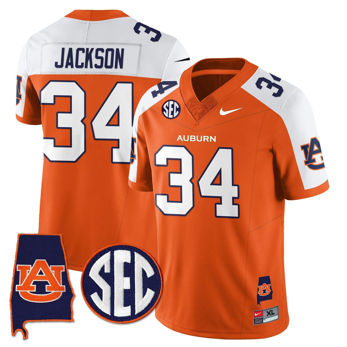 Personalized AT 2026 Alabama Patch Vapor Limited Jersey - Orange Alternate / Bo Jackson Stitched