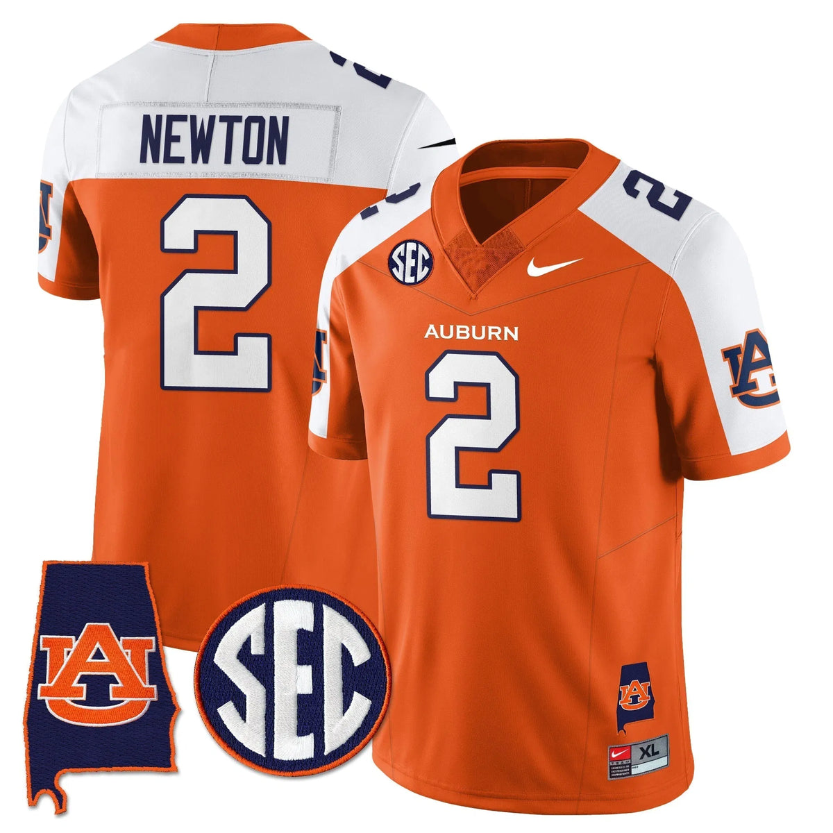 Personalized AT 2026 Alabama Patch Vapor Limited Jersey - Orange Alternate / Cam Newton Stitched